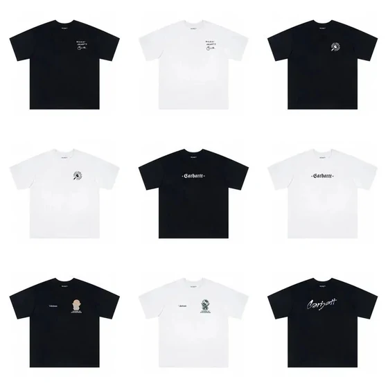 Camisetas blancas y negras extendidas